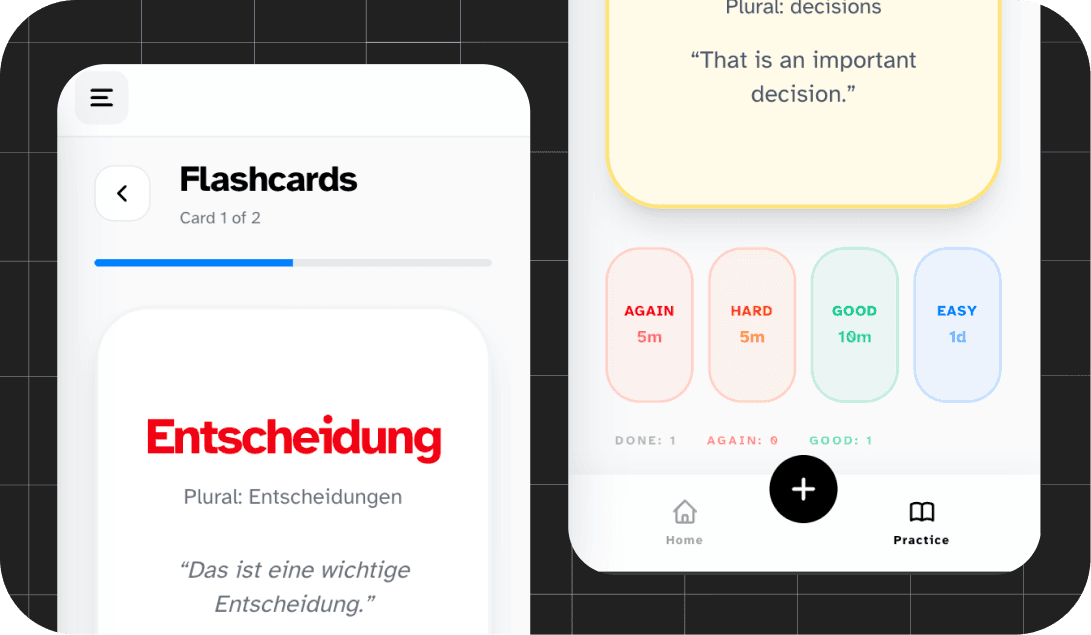 Desktop dashboard with word cards
